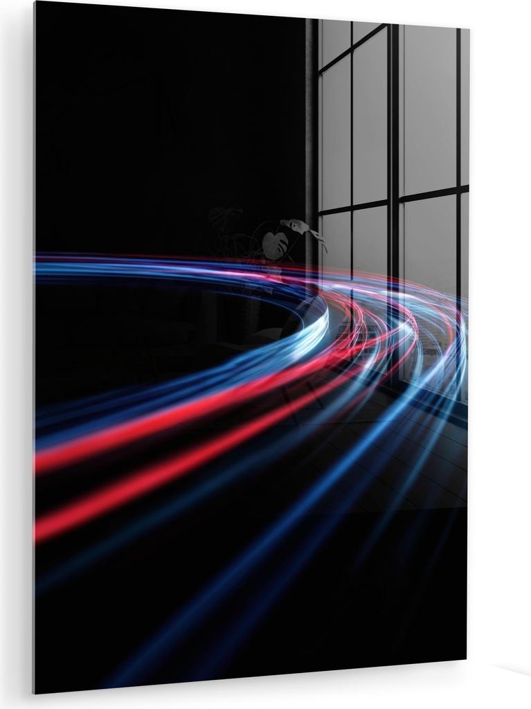 MuchoWow Glasbilder - Bilder auf Wandbild - Foto auf Glas Gaming - Leichte Spuren - Wellenförmig - Rot 60x80 cm Wanddekoration aus Glas - Acrylgla...