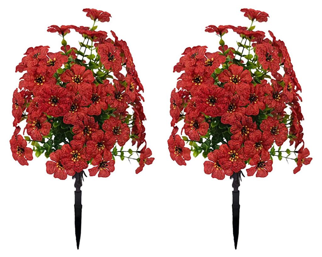 Künstlicher Blumenstecker für den Außenbereich, UV-beständig, mit Erdspieß, realistische künstliche Sträucher, Pflanzen für Garten, Hof, Ve...