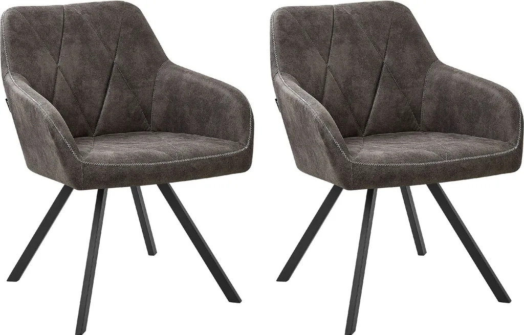 Fauteuils de table rétro gris et noirs - Lot de 2 chaises Beliani