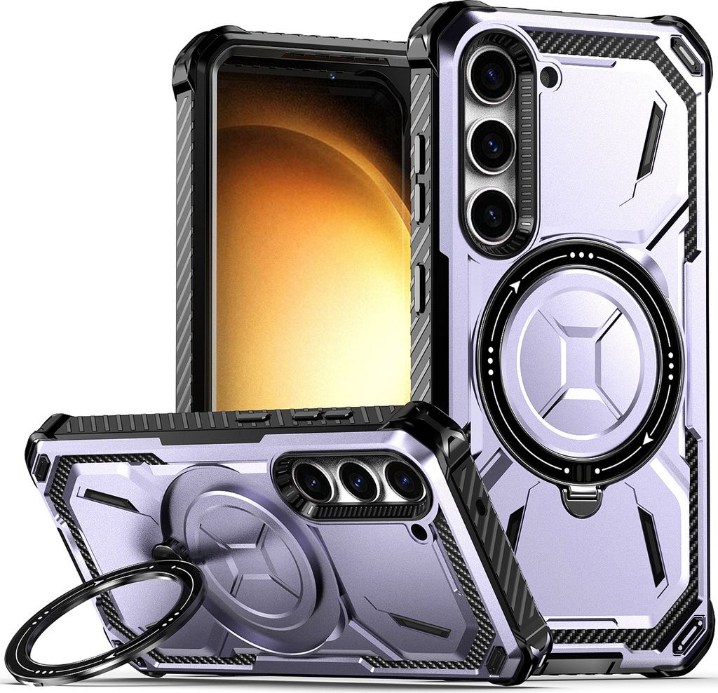 Schutzhülle für Samsung Galaxy S23 Dual Layer Magnetisches Kickstand Hülle, Kompatibel mit Magsafe Ladegerät Lila