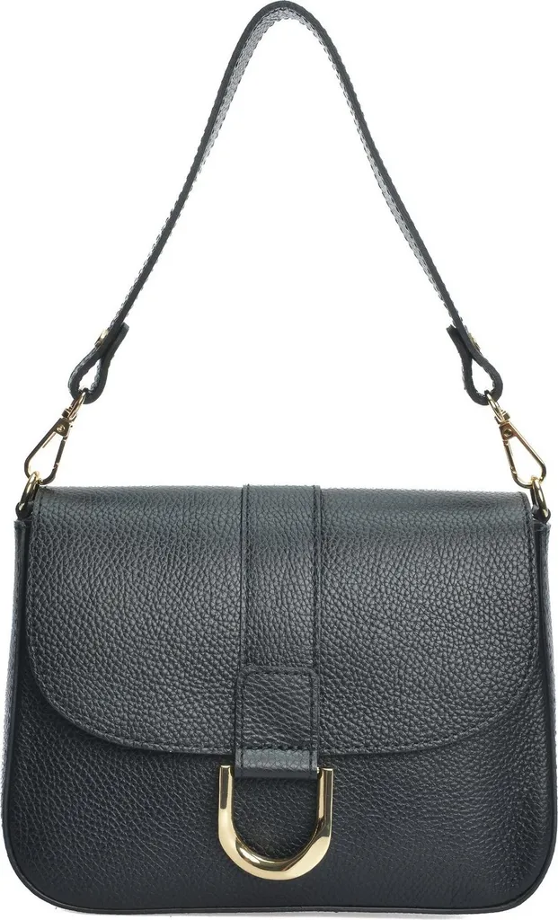 Sac bandoulière en cuir noir AL TSBV 24 NERO collection luxe Anna Luchini