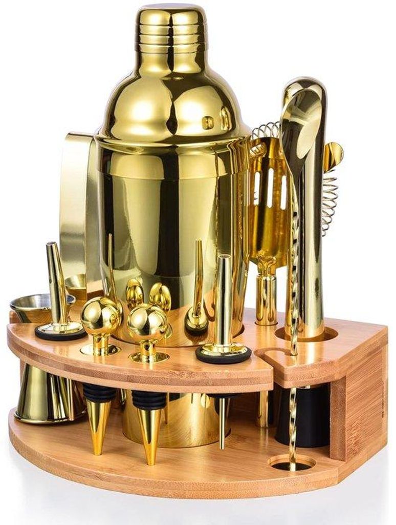 Edelstahl-Cocktailshaker-Set 12-teilig Goldfarben