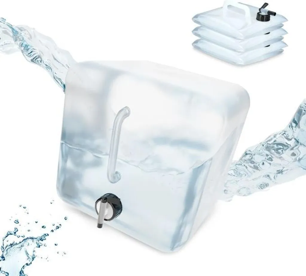 Réservoir d'eau pliable avec 4 récipients 10L - Kit de survie camping