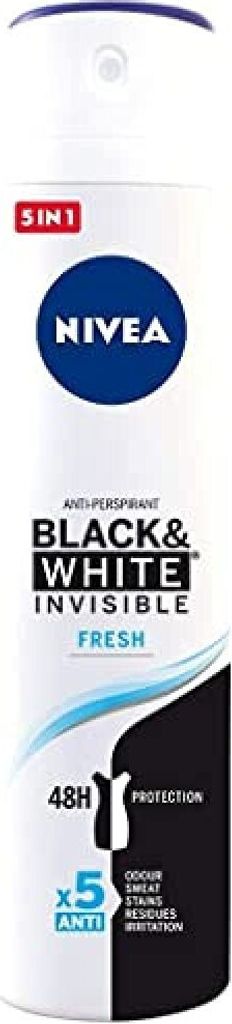 NIVEA Black & White Invisible Fresh, Männer, Antitranspirant, Spray-Deodorant, Spray, 200 ml, 48 h