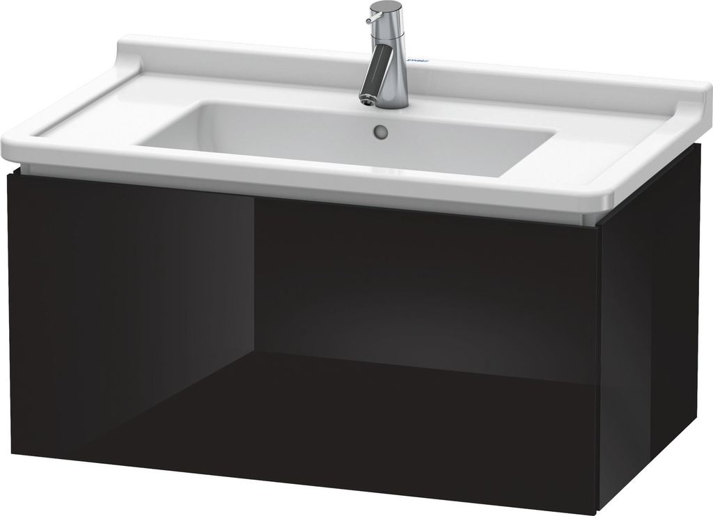 Waschtischunterbau L-CUBE 469x820x408mm schwarz hochglanz schwarz hochglanz