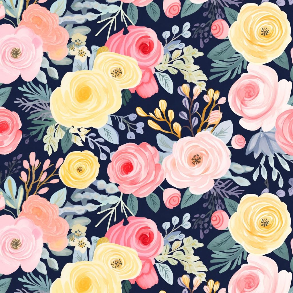 Royal Samt Stoff Polyester Zum Nähen - Motiv Blumen - RDX2548