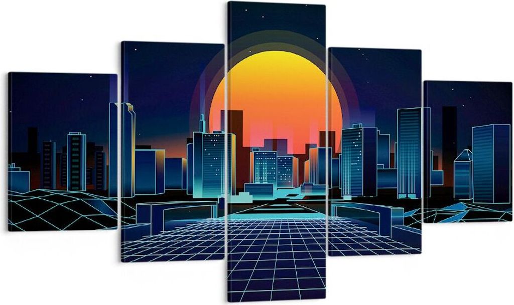 Bild auf Leinwand - Leinwandbild - stadt modern - 125x70cm - Wand Bild - Wanddeko - Wandbilder - Leinwanddruck - Bilder - Kunstdruck - Wanddekorati...