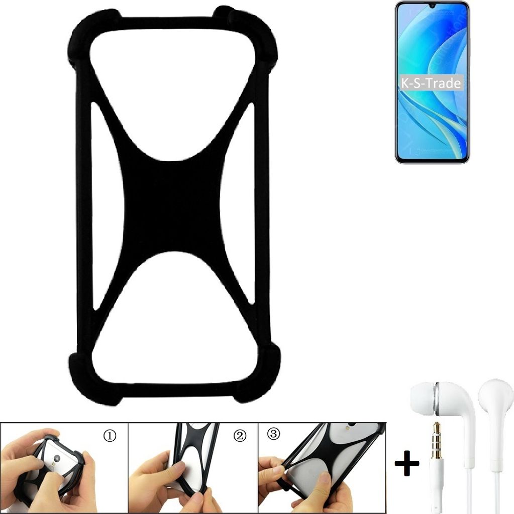 K-S-Trade Handy-Hülle + headphones kompatibel mit Huawei nova Y70 Schutz-Hülle Bumper Silikon Cover Case Silikoncase Silikonbumper TPU Softcase