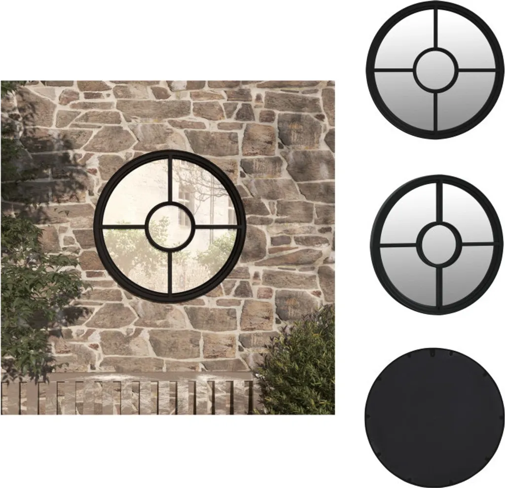 Specchio da Giardino vidaXL in Ferro Nero 60cm - Atmosfera Magica