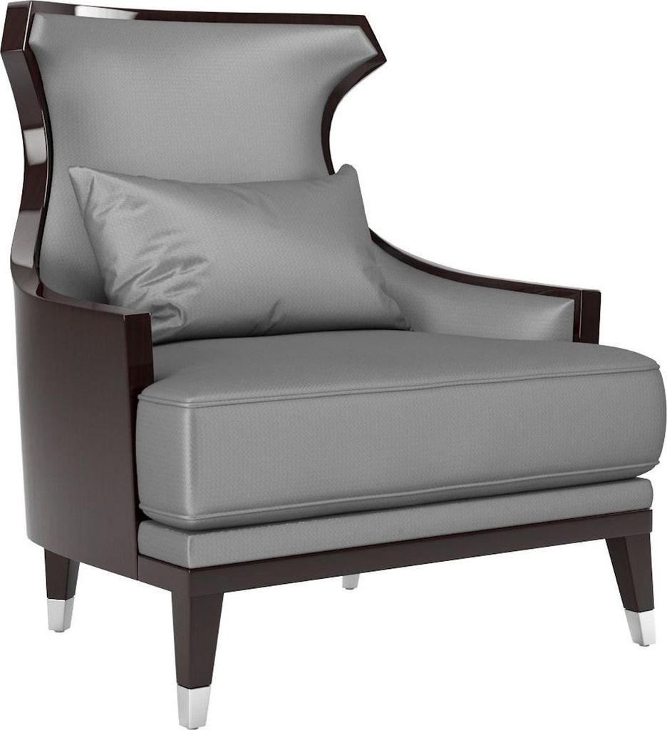 Casa Padrino Luxus Wohnzimmer Sessel Silber / Dunkelbraun 80 x 80 x H. 102 cm - Luxus Qualität - Luxus Wohnzimmer Möbel