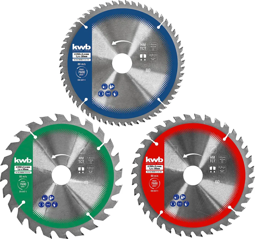 Lame de scie 250 mm anti-éclats pour panneaux et bois de chantier
