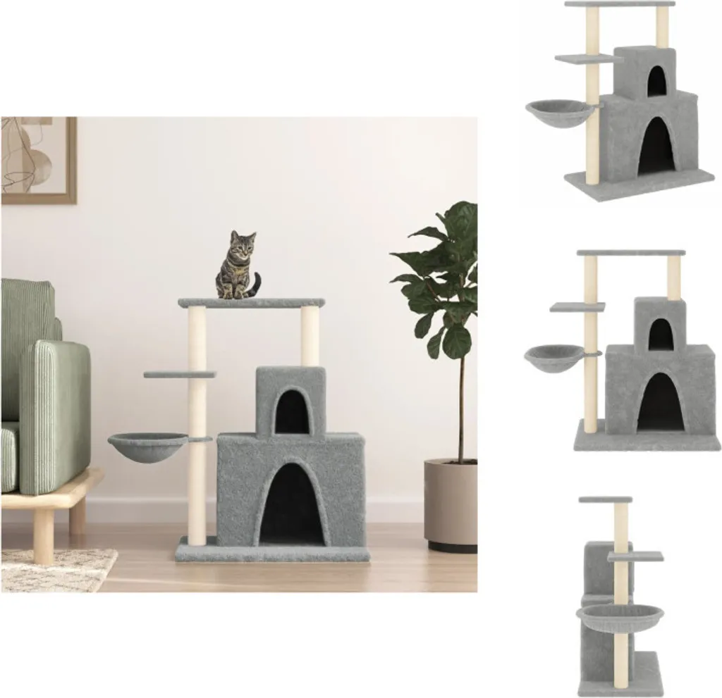 vidaXL Albero tiragraffi con tiragraffi in sisal Grigio chiaro 83 cm - Alberi tiragraffi
