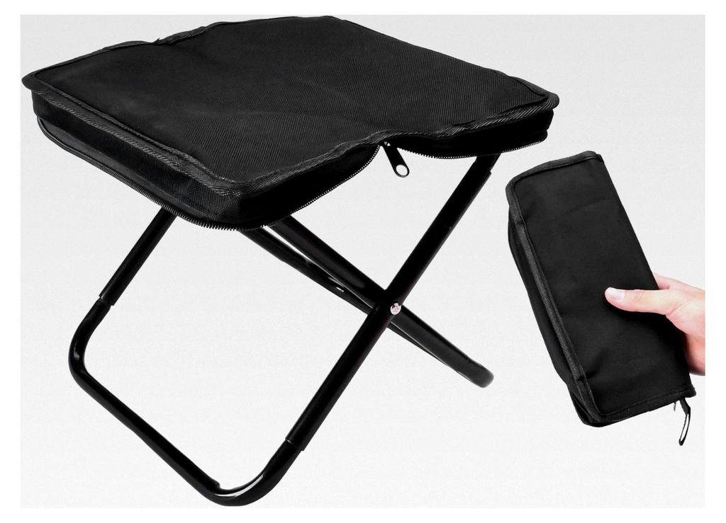 Camping Hiker Tragbarer Klapphocker 30CM, Mini-Klapphocker für Reisen, Wandern, Garten, Angeln, Grillen und Strand mit Aufbewahrungsbeutel (Schwarz)