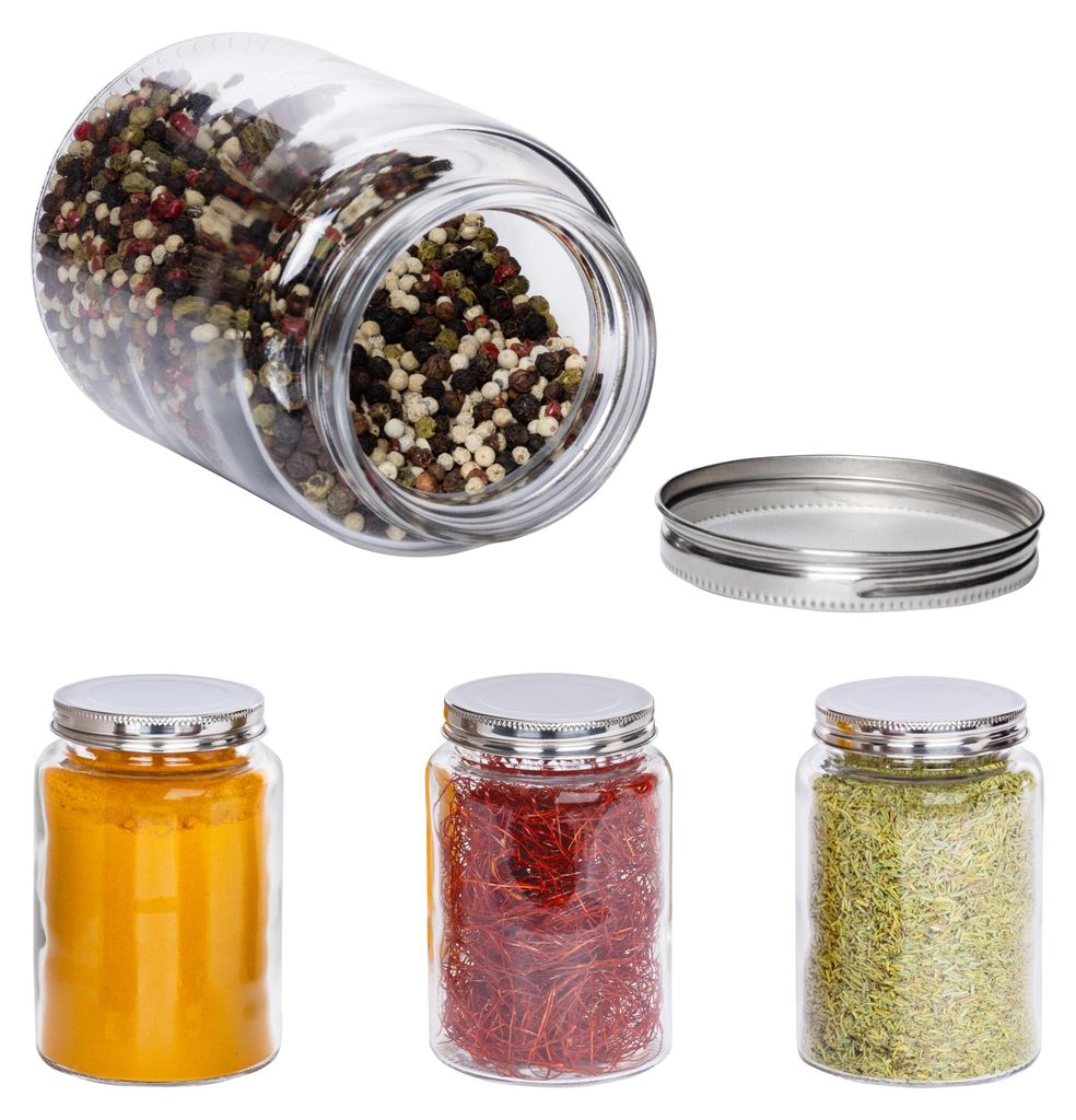 4-tlg. Gewürz-Gläserset Doria 520 ml bauchiges Vorratsglas Produktbild 