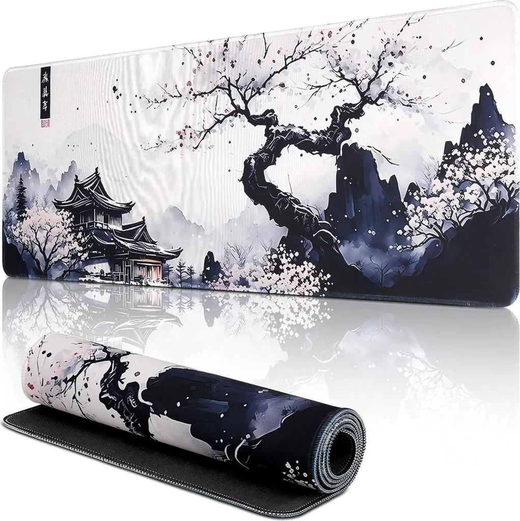 Grand Tapis de souris Bureau Fleur de cerisier Japonais Anime Gaming