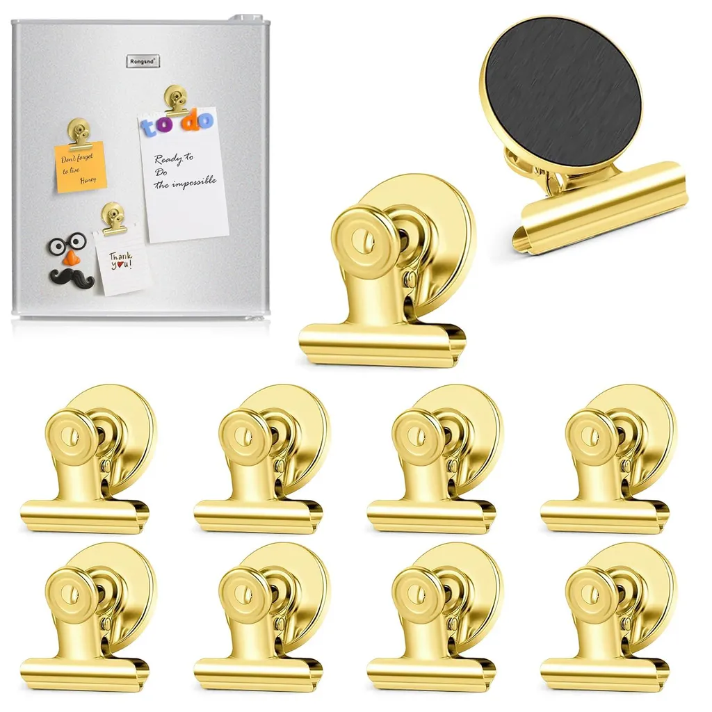 Pinces Aimantées Dorées pour Tableau Blanc et Réfrigérateur - Pack de 10