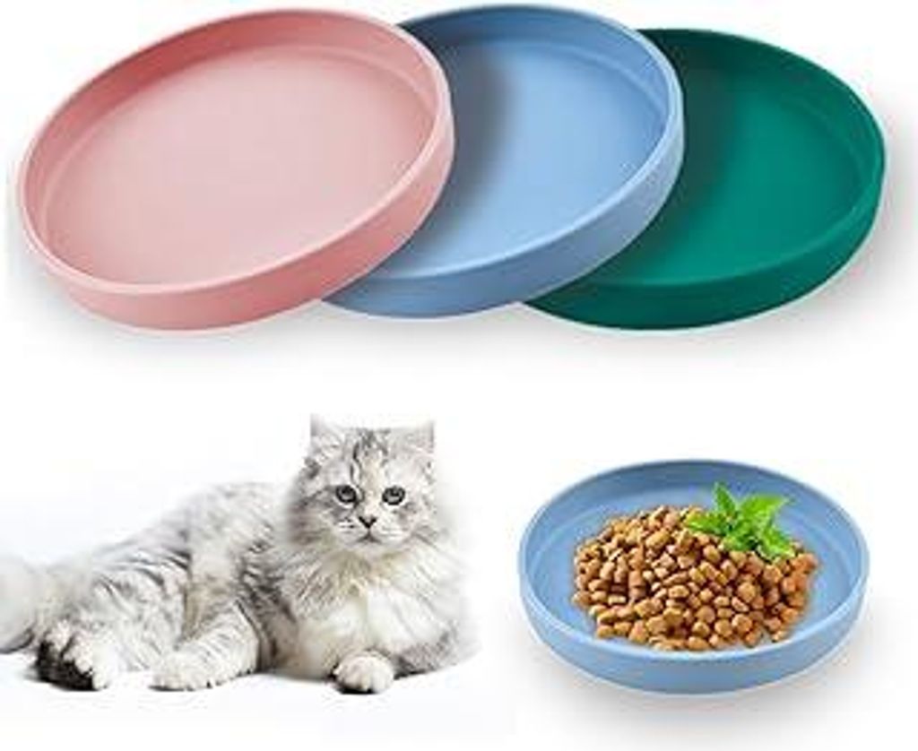 3 Pcs Katzennapf, Futternapf Katze, Silikonnapf Breit, Rutschfester Trinknapf für Trockenfutter und Nassfutter, Flacher Design, Multifunktionales ...