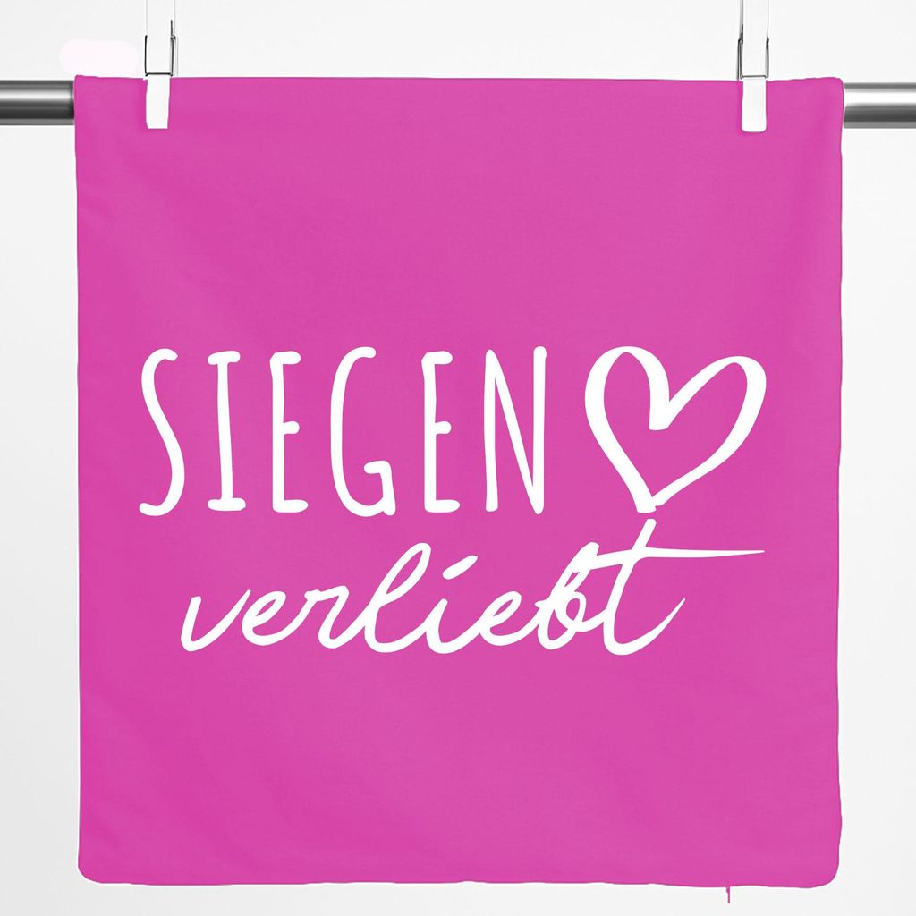 Huuraa Kissenbezug Siegen verliebt 40x40cm Fuchsia Baumwolle Dekokissenbezug Geschenkidee