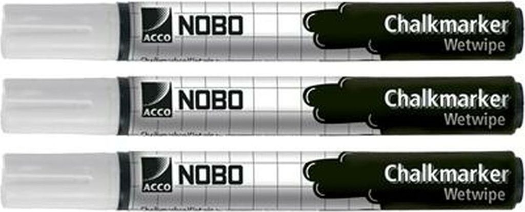 nobo křídový popisovač s mokrým stíráním bílý 3 popisovače Obrázek produktu 1