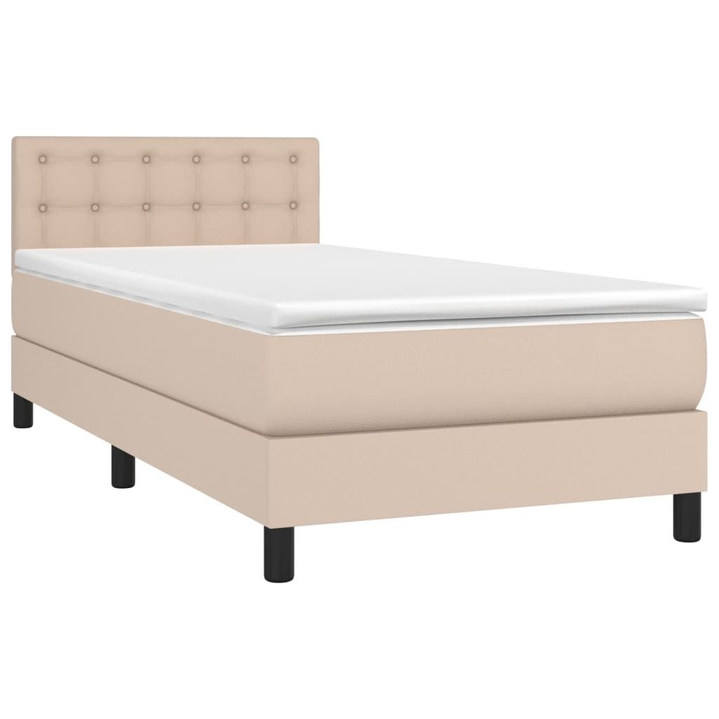 Stabli Möbel Boxspringbett mit Matratze Cappuccino-Braun 80x200cm Kunstleder - Klassische Betten Bettrahmen Neu design393572