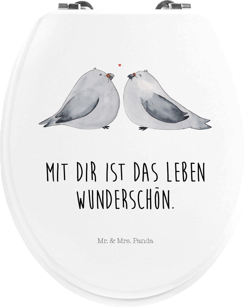 Mr. & Mrs. Panda WC Brille Turteltauben Liebe - Weiß - Geschenk, Partner, Tauben, Pärchen, Toilettendeckel, Toilettenbrille, Sitz, Hocheitstag, W...