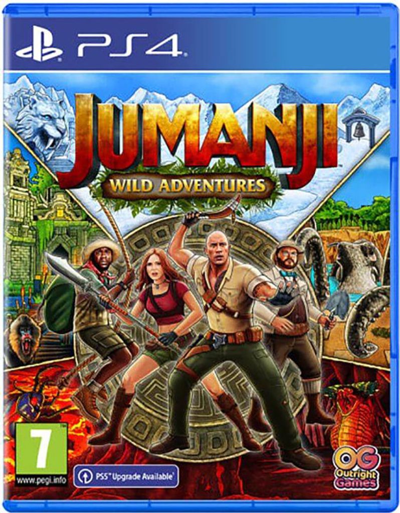 The image is a product shot of the Jumanji Wild Adventures PS4 game case.