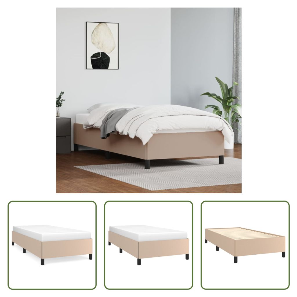 The Living Store Bettgestell Cappuccino-Braun 80x200 cm Kunstleder