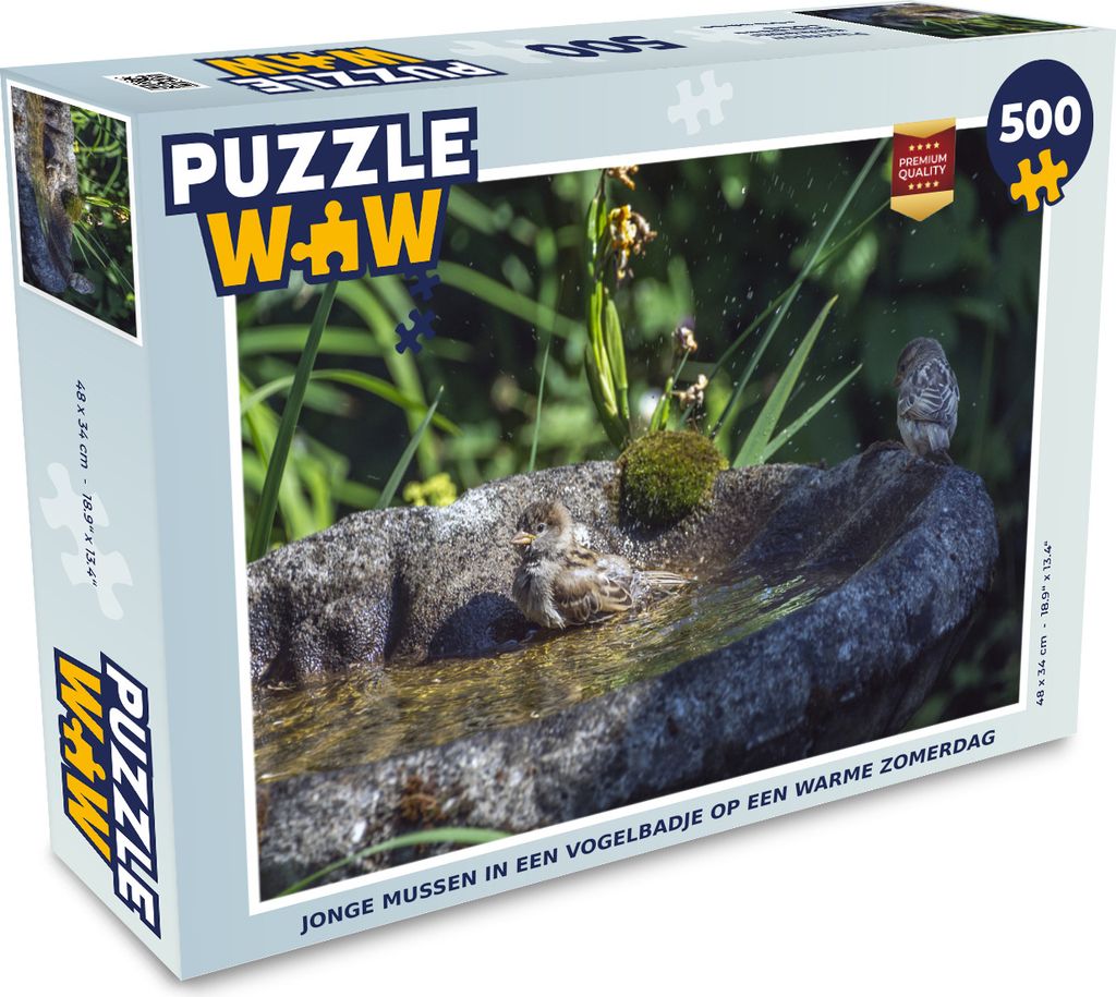 MuchoWow Puzzle 500 Teile Vogeltränke - Spatz - Wasser - 500 Teile - Kinder - Selberbauen - Puzzlespiele