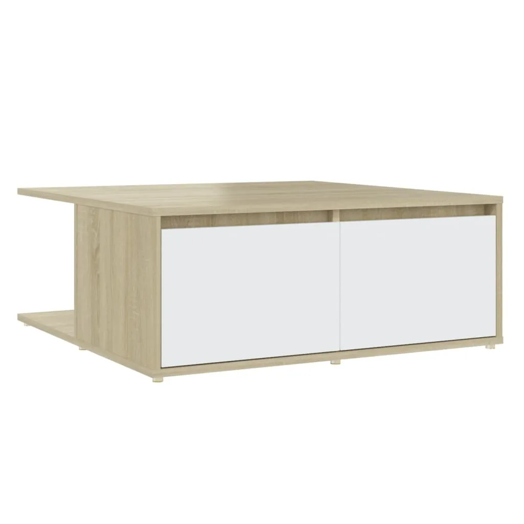 Tavolino Salotto 80x80 Bianco e Rovere Sonoma - Solido e Conveniente