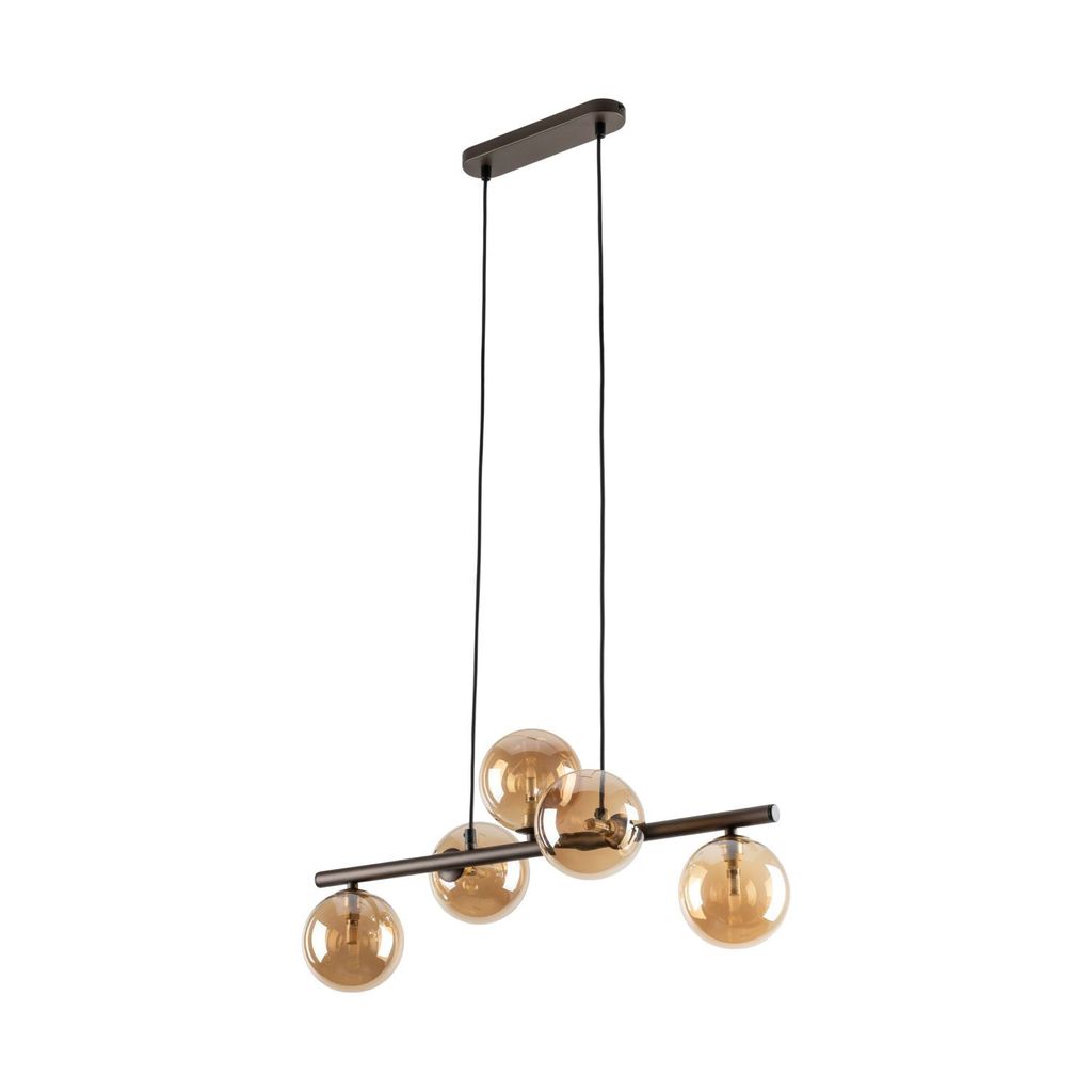 Hängeleuchte Metall Rauchglas G9 H: max. 120 cm Braun Bernstein länglich Modern Pendelleuchte