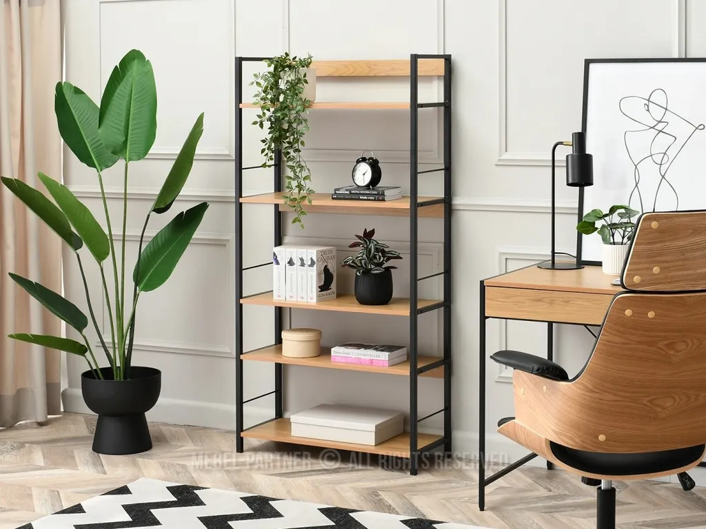 Bibliothèque AUSEL décor chêne et noir - Meuble de rangement tendance - 3