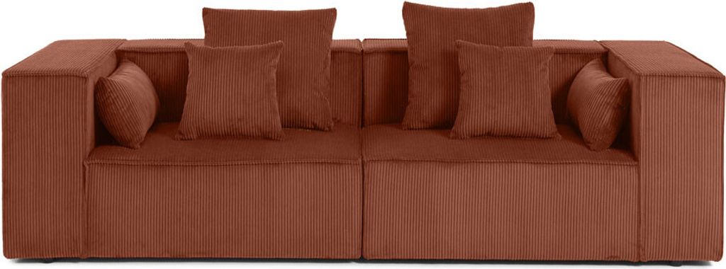 Lisa Design Colombine - modulares Sofa rechts - 2 Sitzplätze - aus Cordstoff , Terrakotta