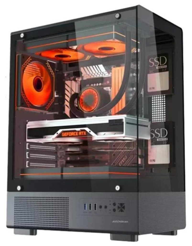Dual-Way King - E-ATX ATX Full Tower Gaming PC Gehäuse - Dual Kammer - Gehärtetes Glas - 320 mm GPU - 280 mm Radiator - RGB - Schwarz