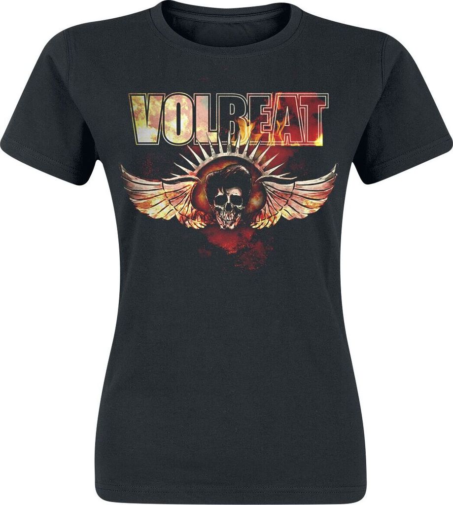 Volbeat T-Shirt Damen Burning Skullwing schwarz L