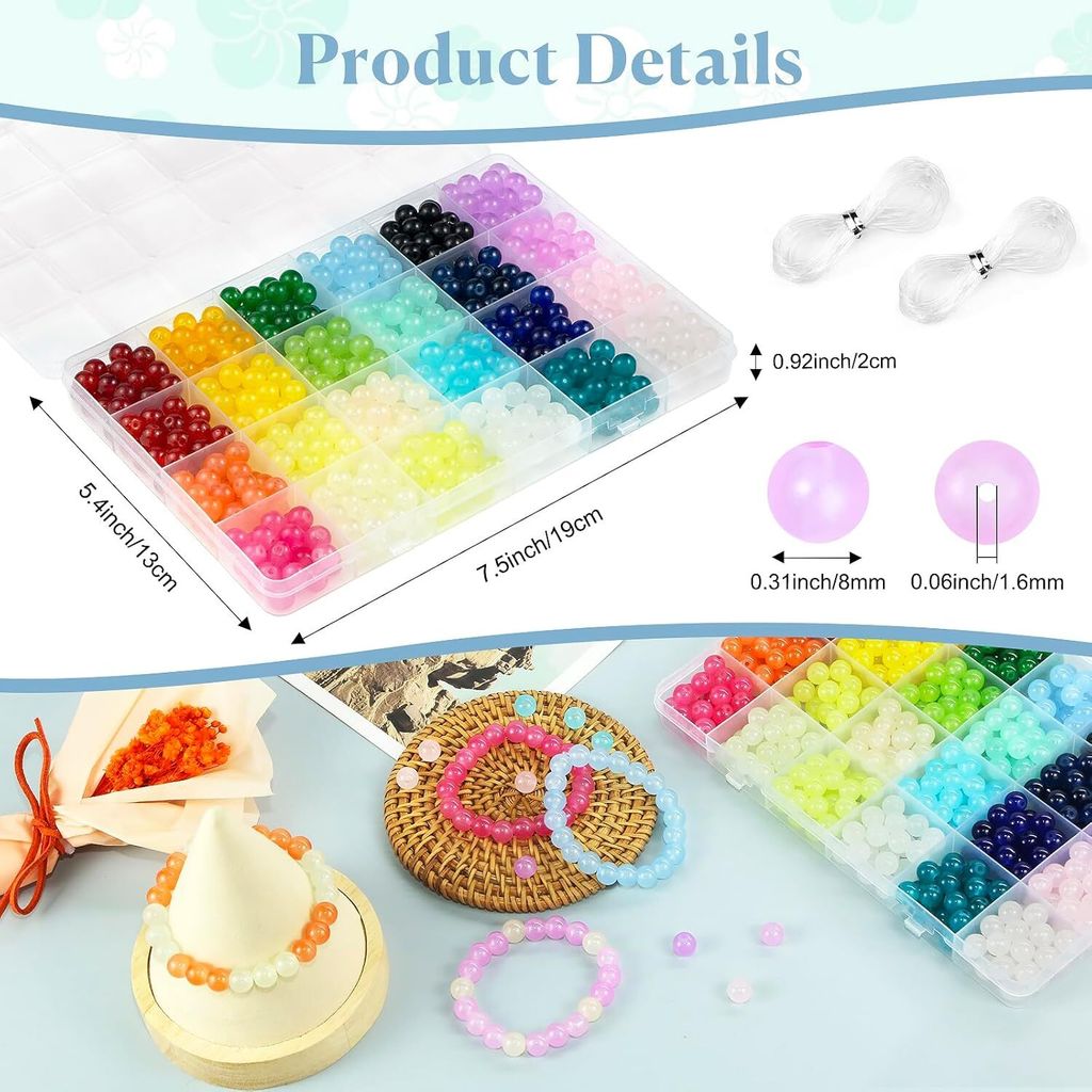 2800 Stück Glasperlen Set 6mm - 28 Farben Für Schmuck DIY Basteln