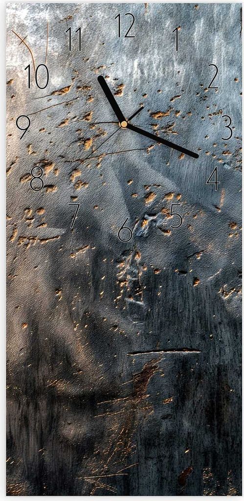 Wanduhr aus Glas mit Motiv Metalltextur- 30 x 60 cm - inkl. Aufhängesystem