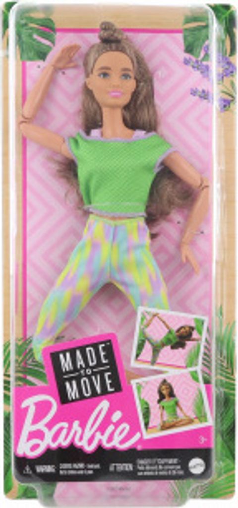 Barbie Made to Move Puppe (brünett) im grünen Yoga Outfit Produktbild 