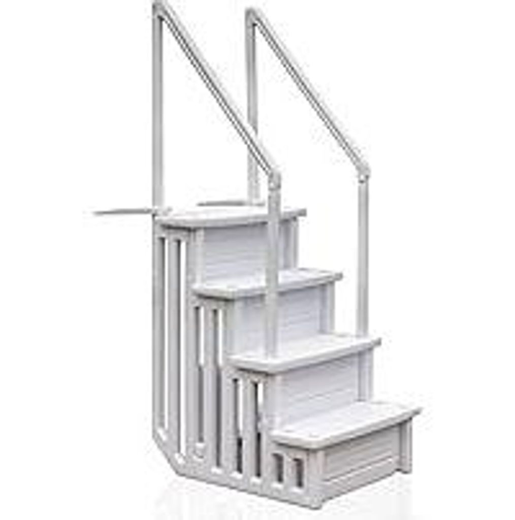 Gre EPE30 – rutschfeste Poolleiter für eingelassene Pools, Sicherheitsleiter mit 4 Stufen, synthetisch, Farbe Weiß. 80 x 92 x 206 cm