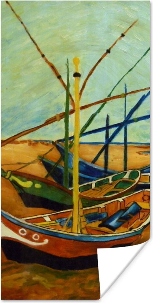 MuchoWow Poster Fischerboote am Strand - Vincent van Gogh 60x120 cm - Wandschmuck