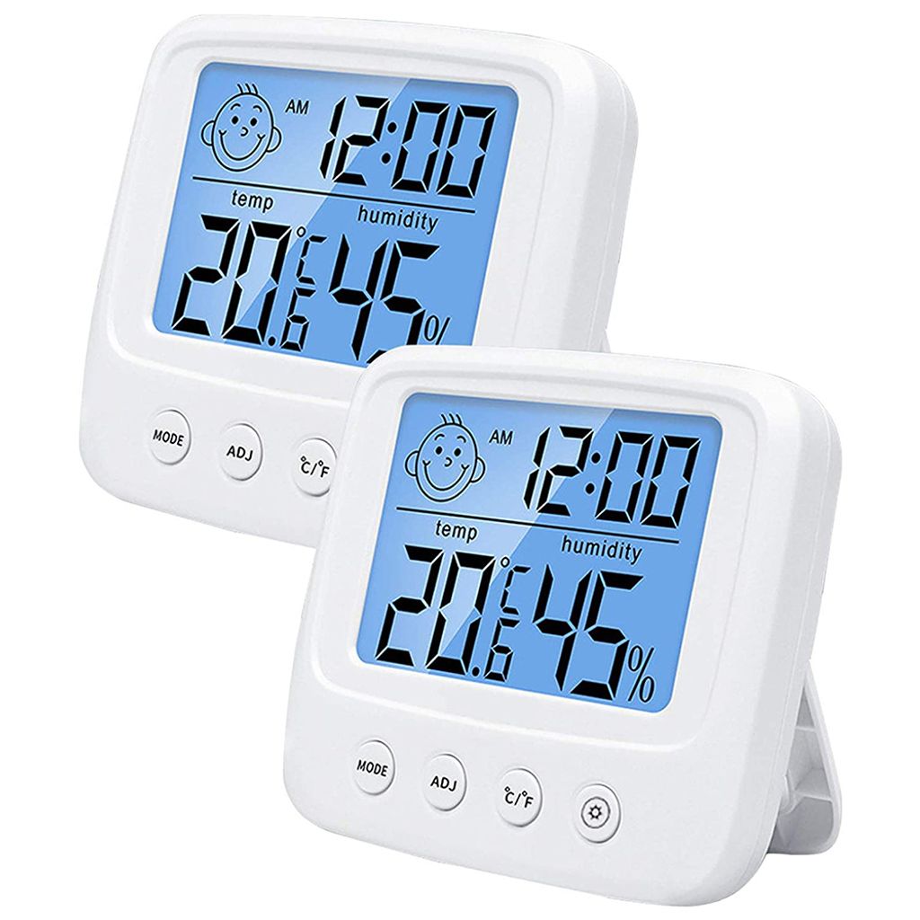 2er-Pack Thermometer für Innenräume, LCD Intelligentes Hygrometer,Hochpräzises Sensor Feuchtemessgerät Temperatur Monitor für Innenraum