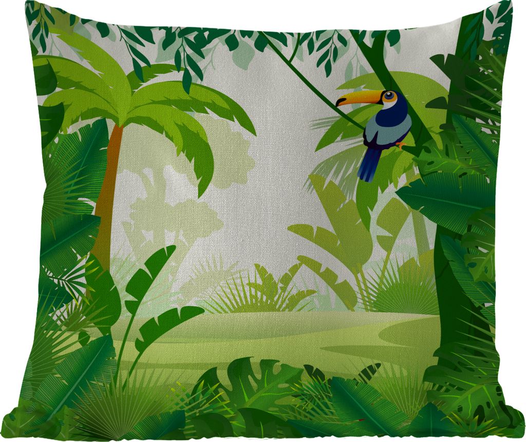 MuchoWow Outdoor Kissen - Dschungel - Tukan - Vogel - Jungen - Mädchen - Kind - 40x40 cm - Wetterfest - Lounge Kissen - Kopfkissen - Interieur -...