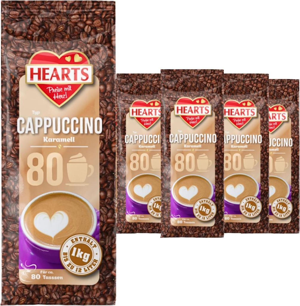 HEARTS Cappuccino Karamell 5 x 1kg Großpackung Produktbild 