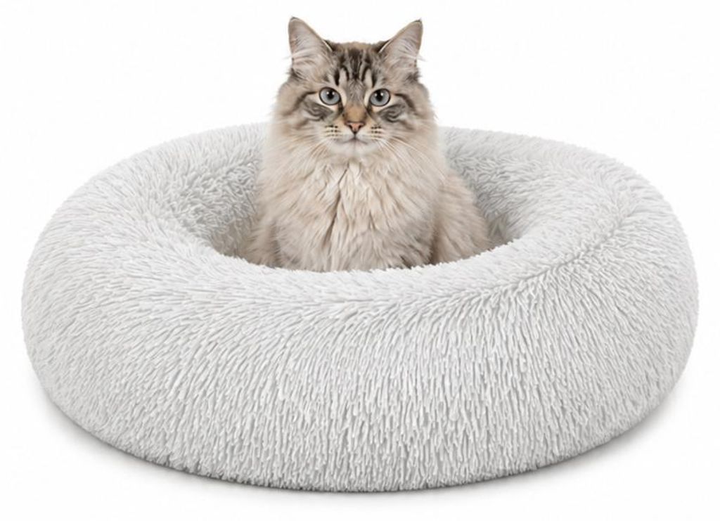 lionto Donut Katzenkissen, rundes Bett mit Plüschbezug & Produktbild 