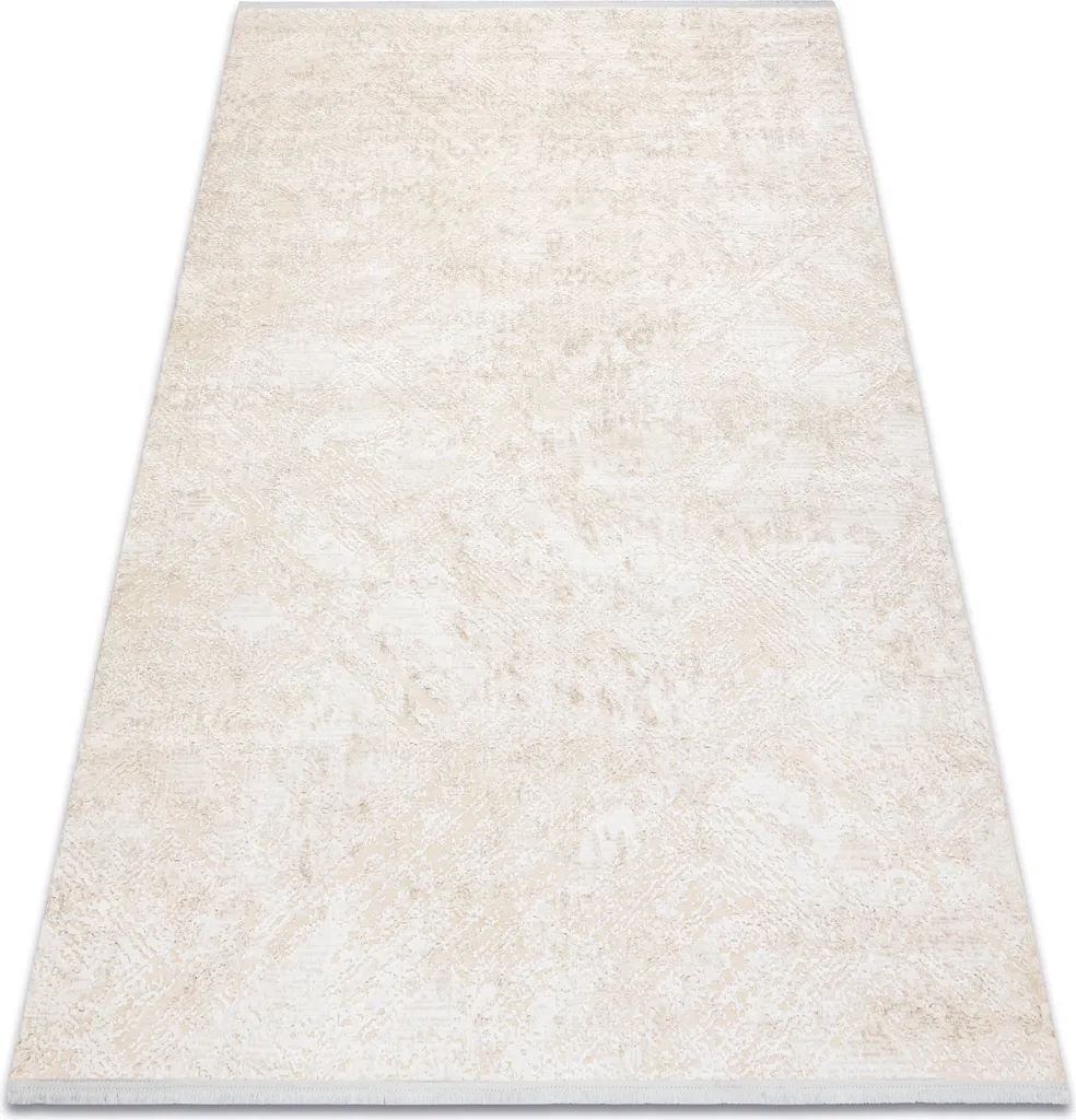 Tapis fin facile à nettoyer DUKE 51541 crème - Géométrique 140x190 frangé