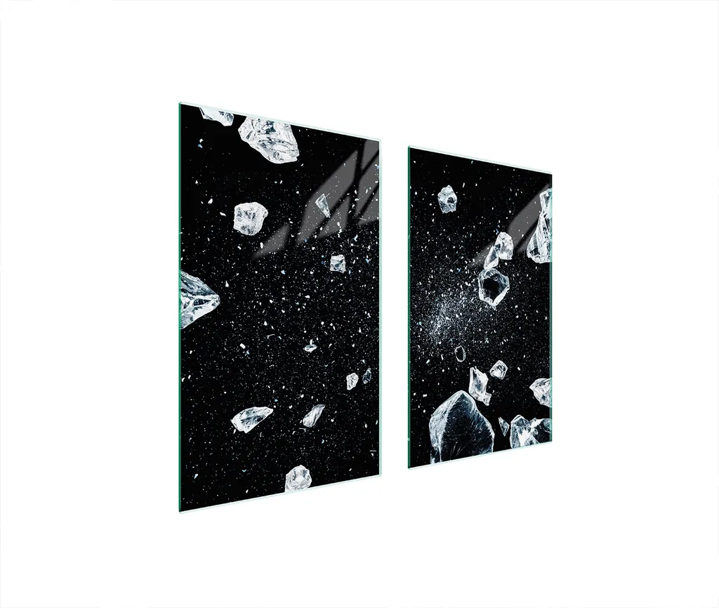 Set 2 Copri Piano Cottura 75x52 Vetro Nero Ghiaccio | Tagliere Design