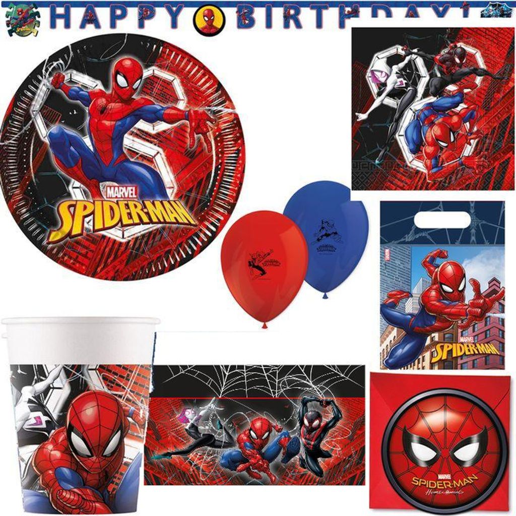 Spiderman Partyset Kindergeburtstag Party Deko Set Produktbild 