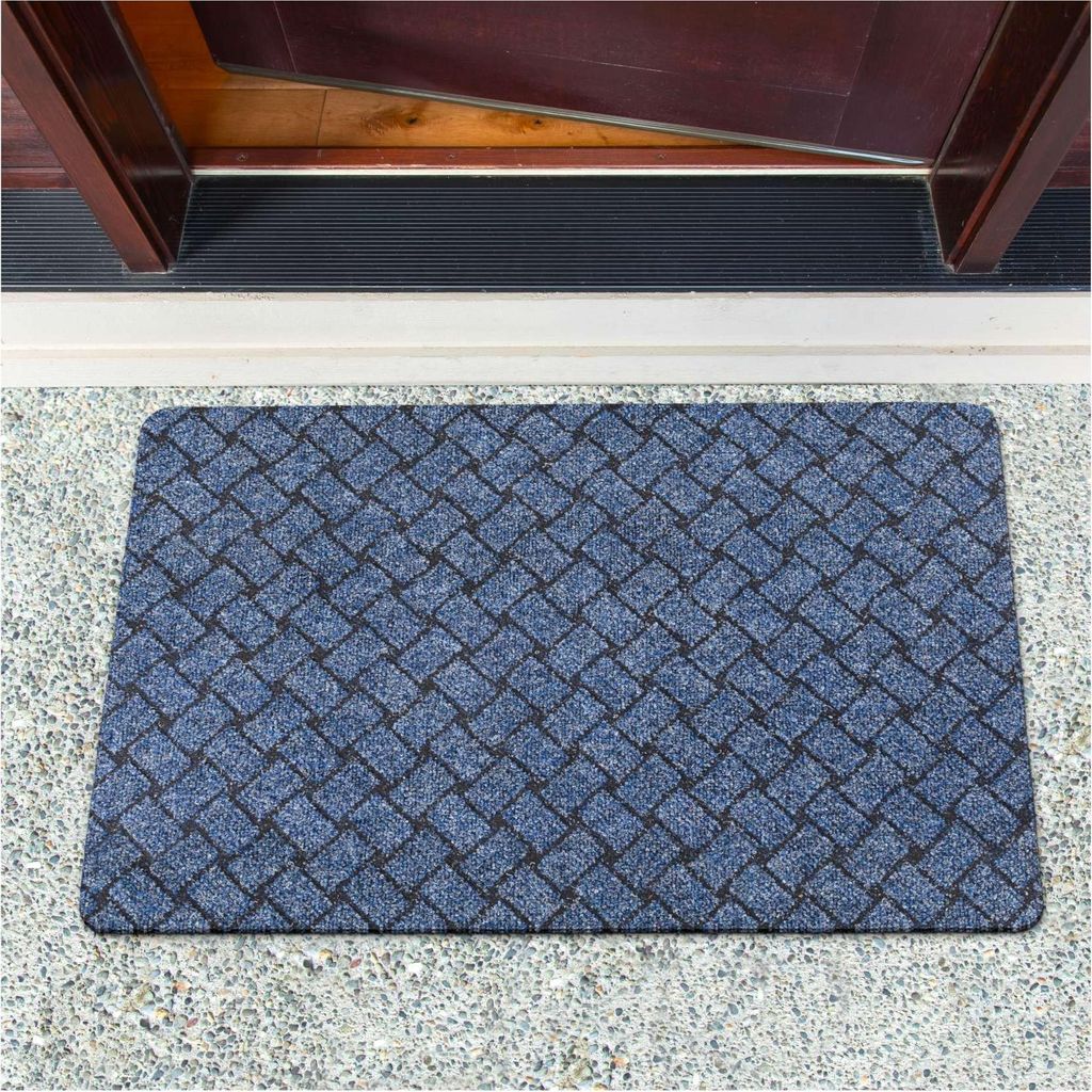 Fußmatte Türvorleger Bodenmatte Textil Melbourne Pflasterstein Blau Robust Wasserabweisend Breite 60 cm Länge 90 cm