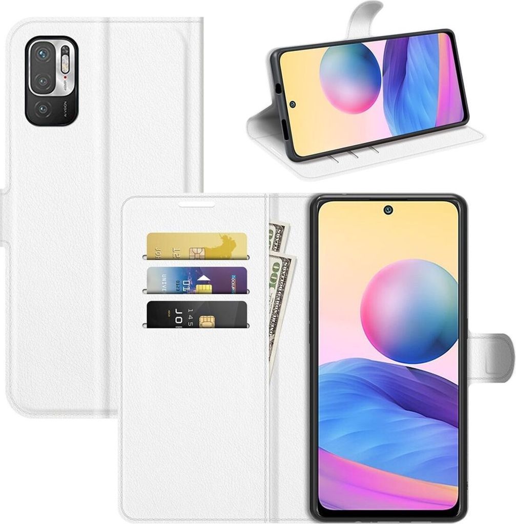 König Design Hülle kompatibel mit Xiaomi Redmi Note 10 5G Kunstleder Handyhülle - Handy Case Weiß