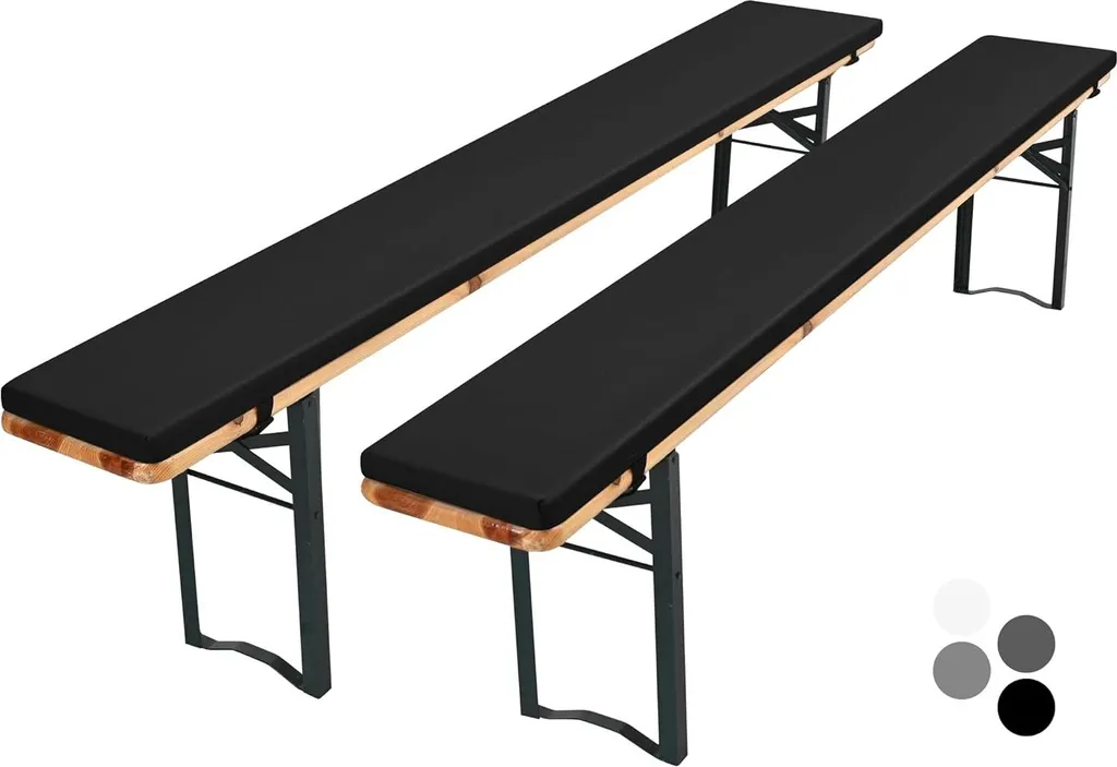 Set de 2 coussins de banc de bière rembourrés blanc 220x25x3 cm hydrofuge