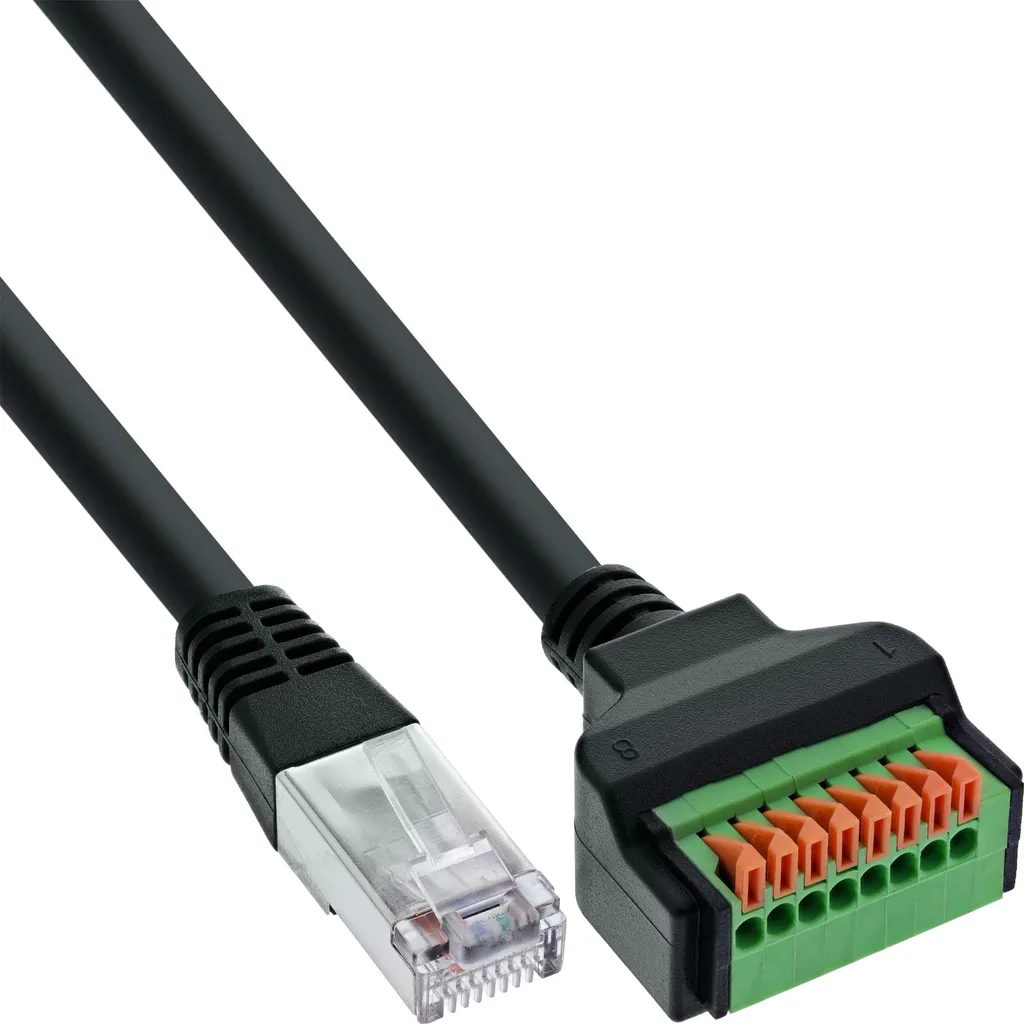Terminale InLine RJ45 a 8 Poli Push-In Cat.5e con Cavo Adattatore